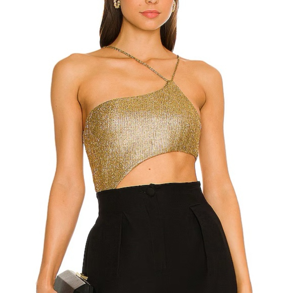 Tahlia Cut Out Bodysuit in
Gold Metallic